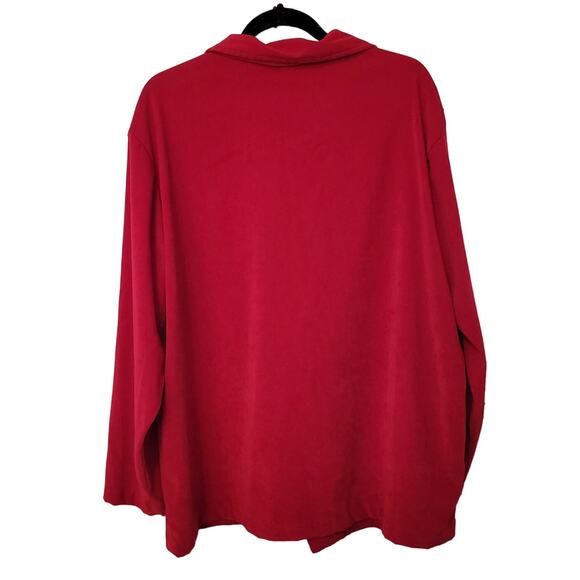 Joanna Plus Light Jacket Shacket Top Stretch 2X Red Zipper Grandmacore Classic - Picture 2 of 7